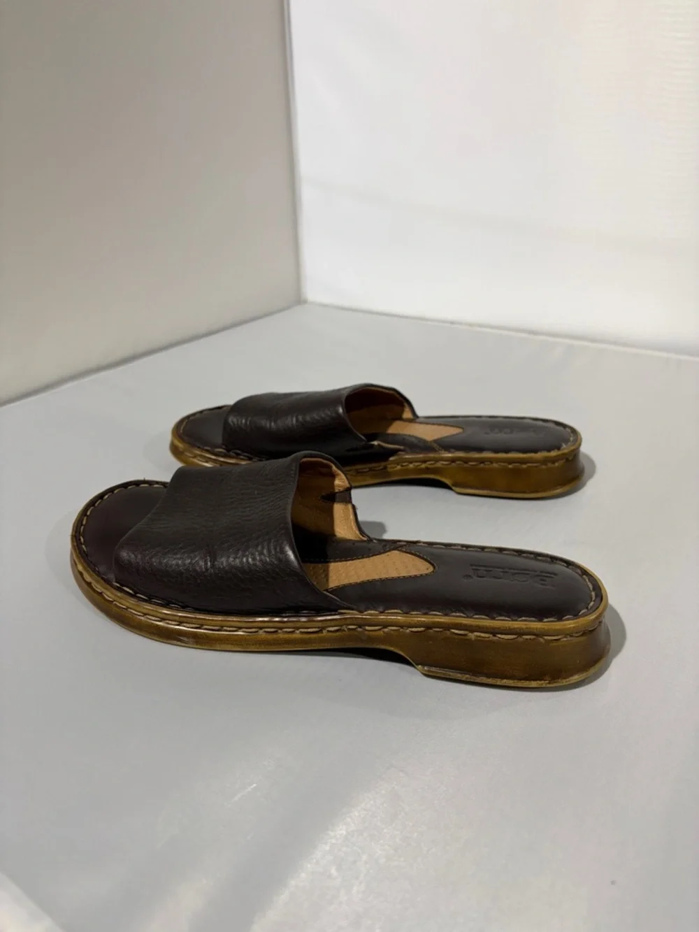 Born Two-Tone Brown Leather Men’s Slide On